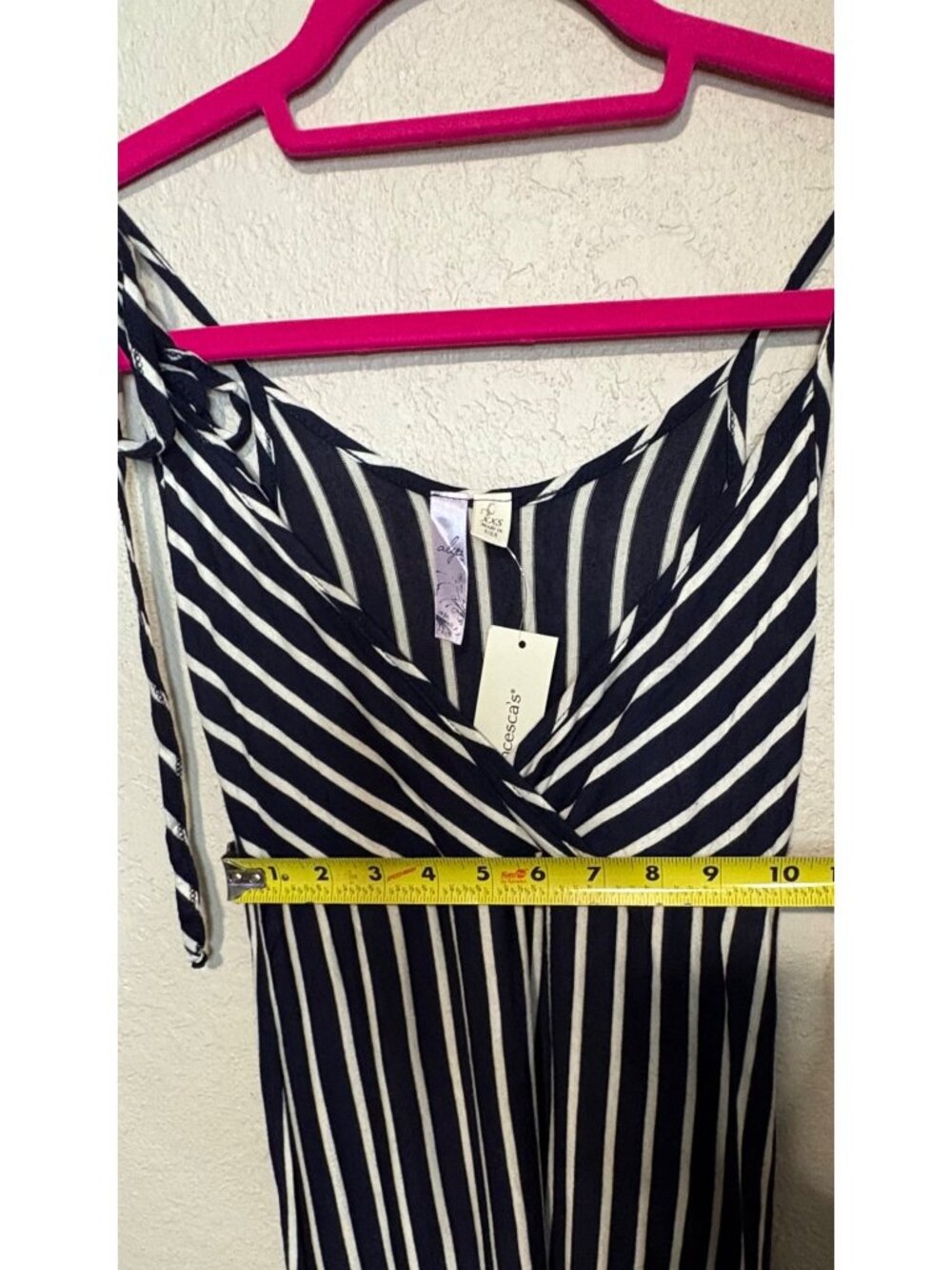 Striped Navy & White Maxi Dress With Adjustable Tie Straps XXS - Picture 10 of 12
